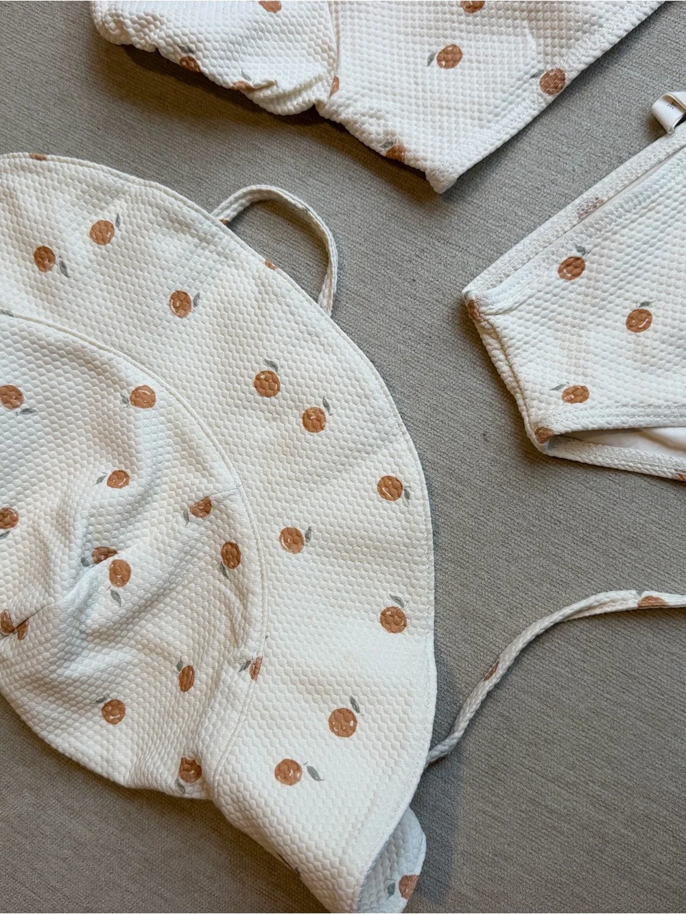 Quincy Mae Cream Swim suit with Tan Dot Print